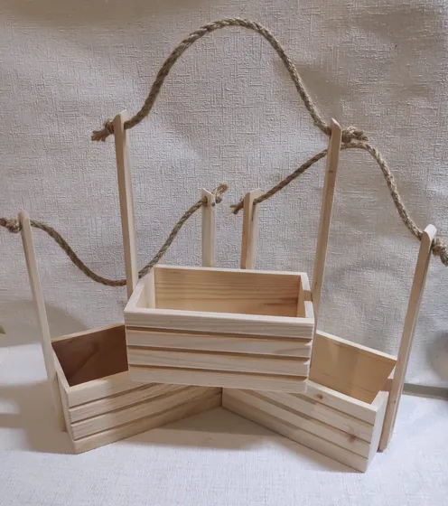 Ящик дерев'яний в полоску 17*10*8 см