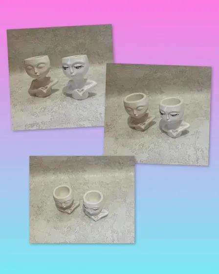 Гіпсове кашпо дівчинка з серцем