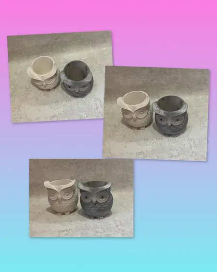 Гіпсове кашпо сова для оригінального декору