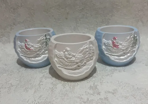 Гіпсові кашпо з зимовим мотивом