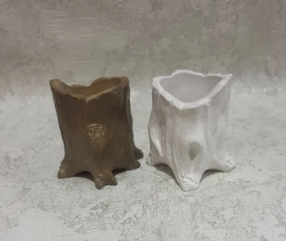 Гіпсові кашпо в стилі натурального дерева