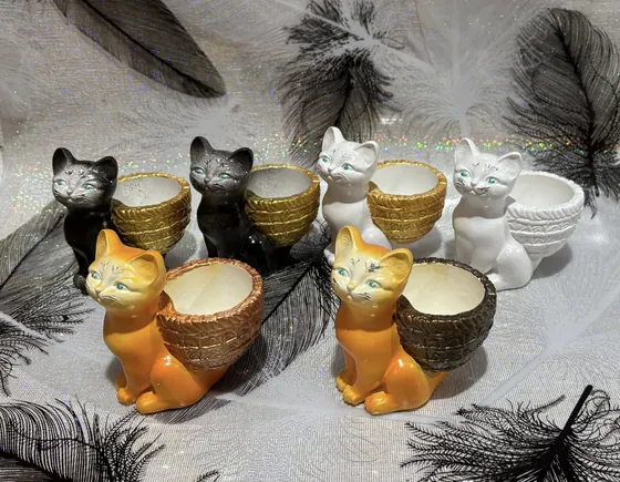 Гіпсові кашпо у формі котиків для декору