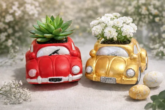 Гіпсове кашпо у формі машинки