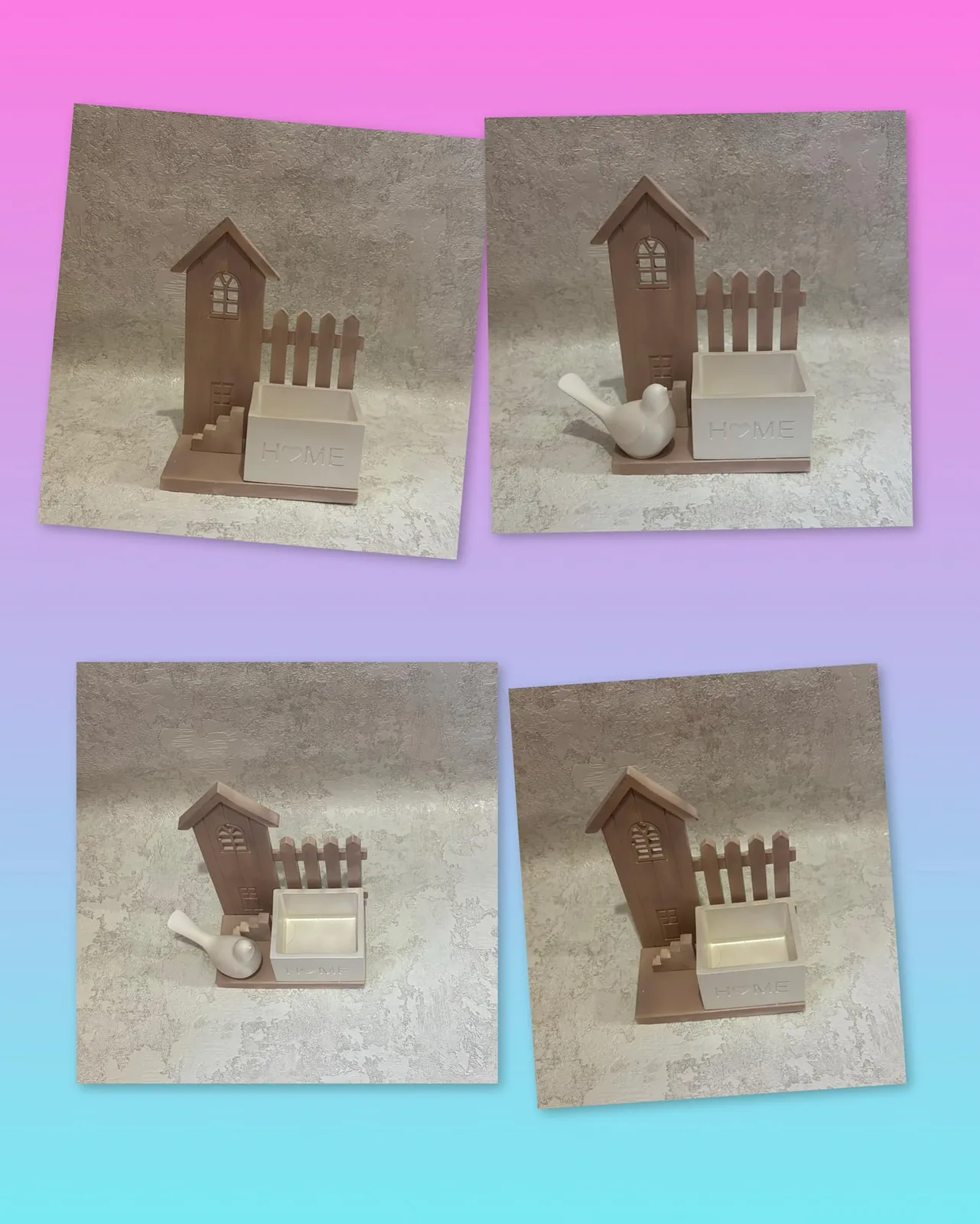 Гіпсове кашпо з декоративним елементом HOME