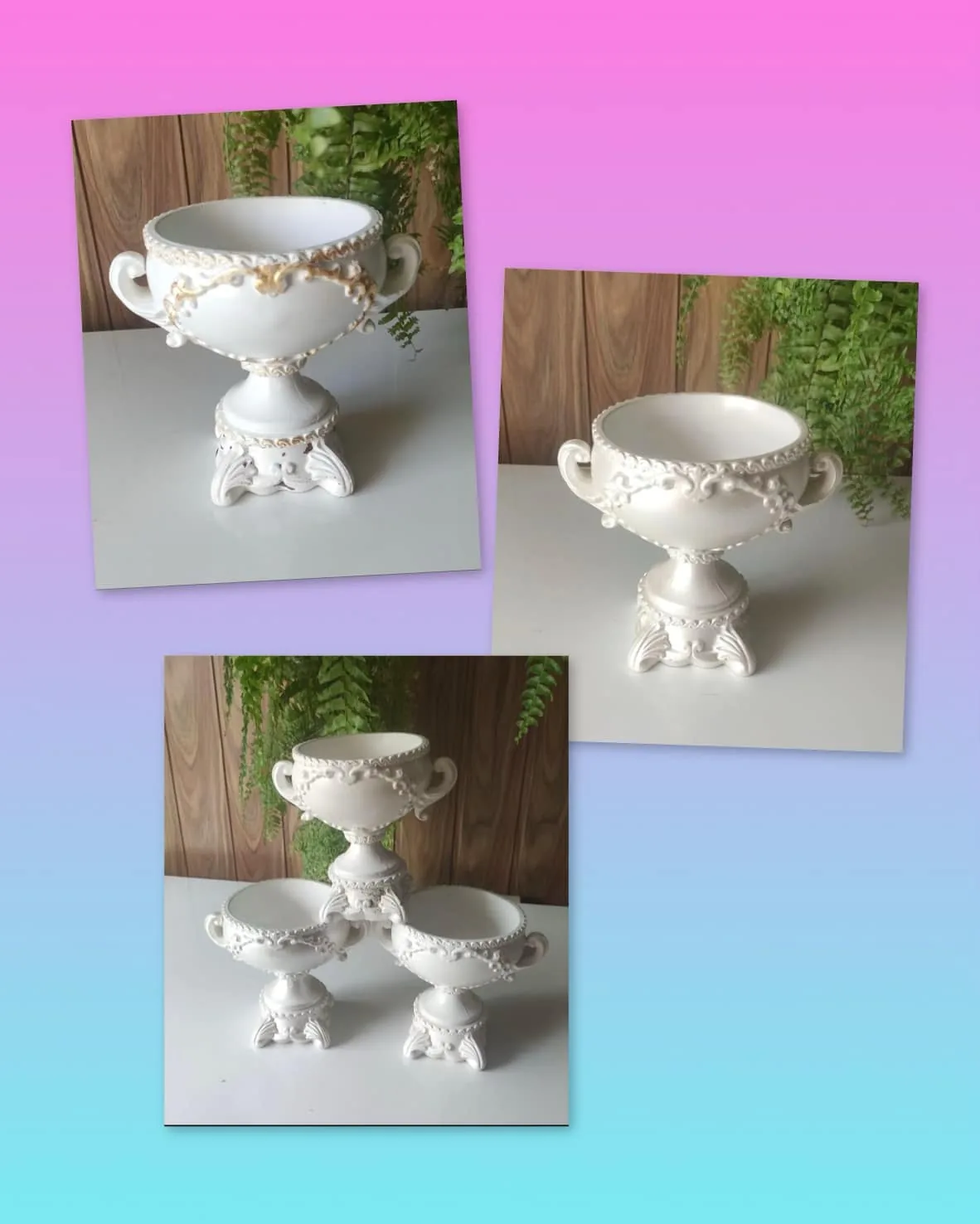 Стильне гіпсове кашпо на ніжці