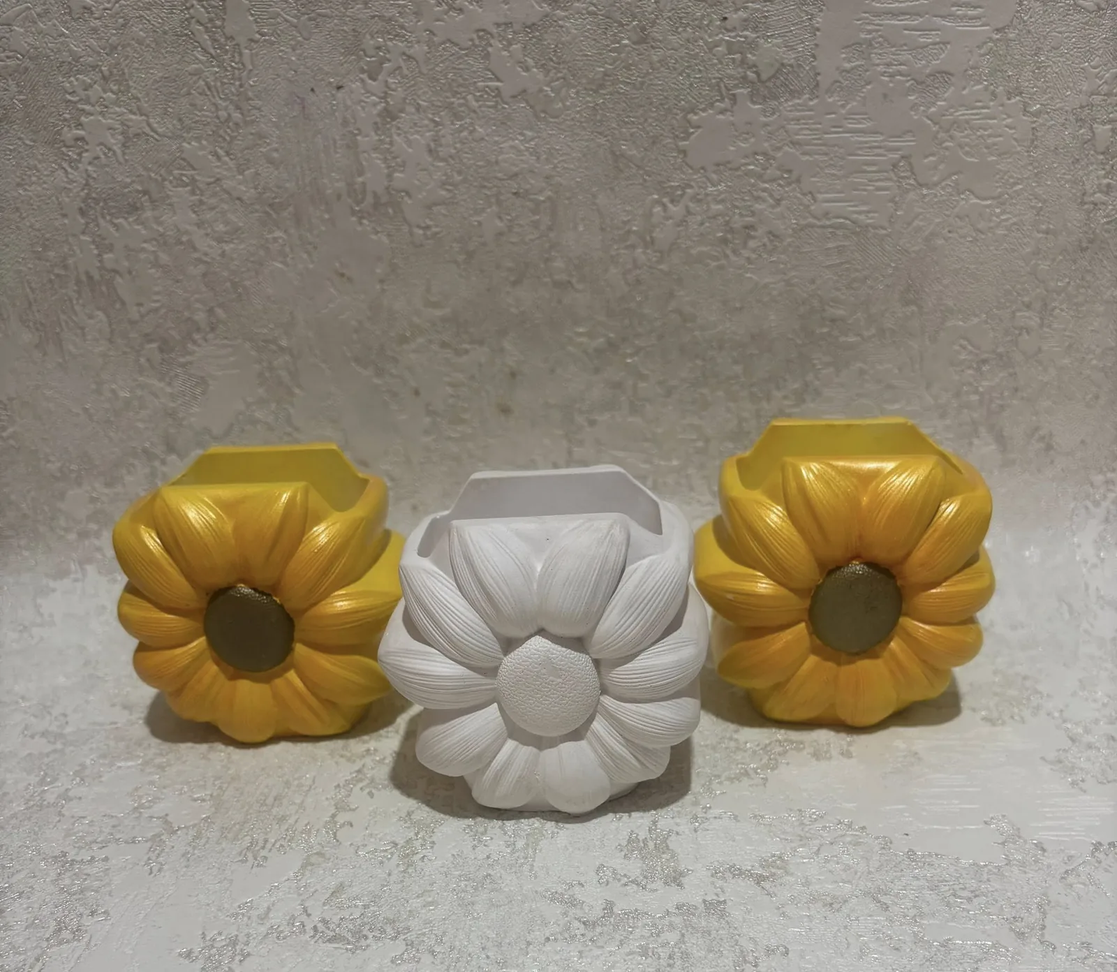 Стильні гіпсові кашпо з квітковим дизайном